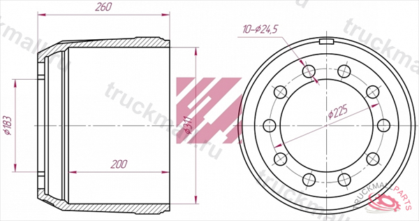 Барабан тормозной ROR о.н.21018963 M1900112 - M1900112