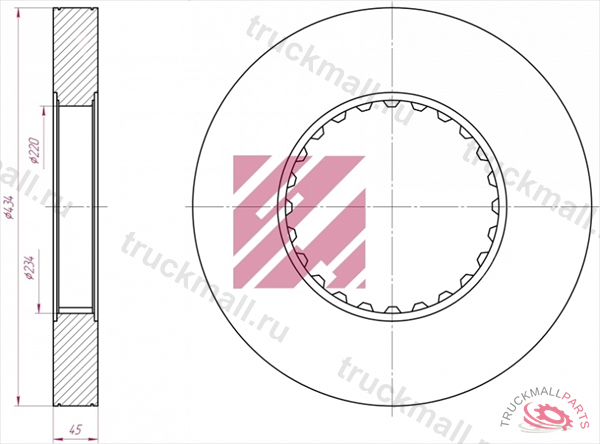 ДИСК ТОРМОЗНОЙ 43445 VOLVO FH12/16 ПЕРЕД M2000005 - M2000005